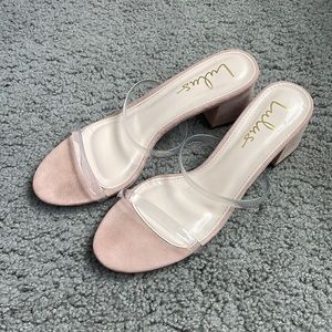 Lulus clear strap block heel